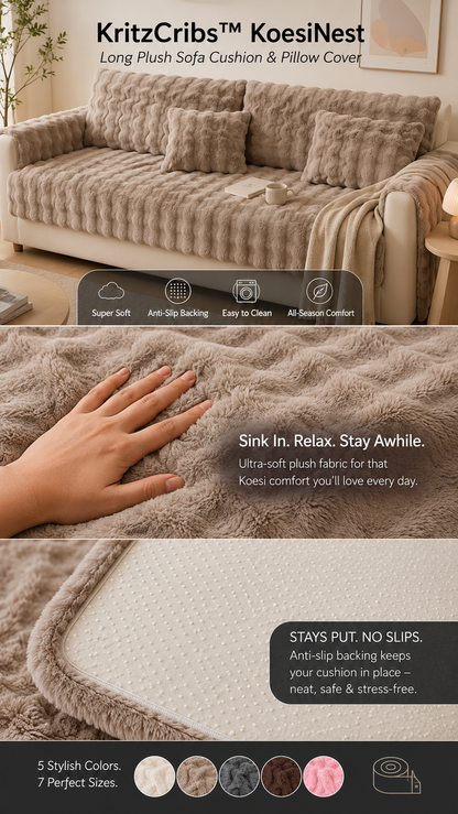 KritzCribs™ KoesiNest – Long Plush Sofa Cushion